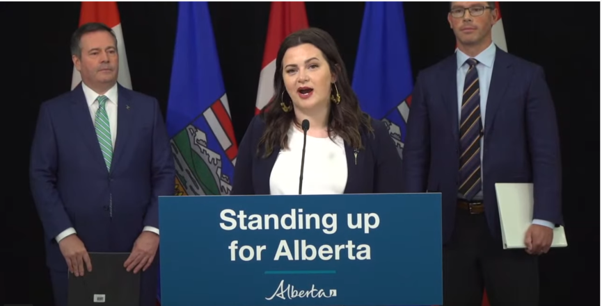 MLA Michaela Glasgo, chair of Alberta's new firearms advisory committee, at a press conference on June 3, 2020. Image: Screenshot of Government of Alberta video/YouTube