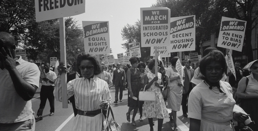 Civil rights march on Washington, D.C. Film negative by photographer Warren K. Leffler, 1963. (Image: Library of Congress/Unsplash)