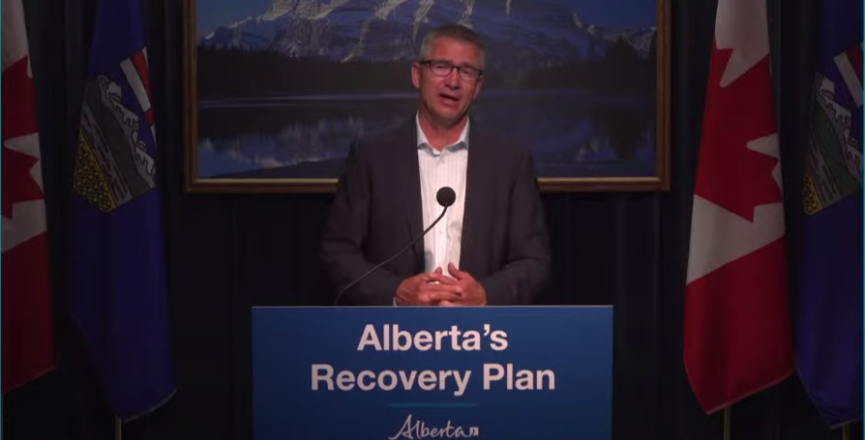 Alberta Finance Minister Travis Toews at a press conference on June 29, 2020. Image: Government of Alberta video screenshot/YouTube