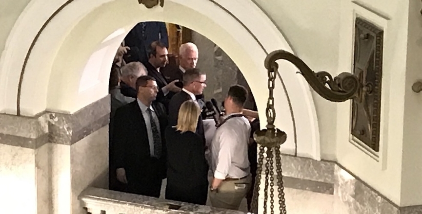 Members of the Alberta legislature press gallery at work. Image: David J. Climenhaga