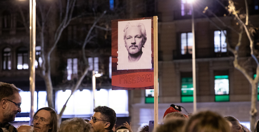 Assange rally in Catalonia, February 2020. Image: Assemblea Nacional Catalana/Flickr