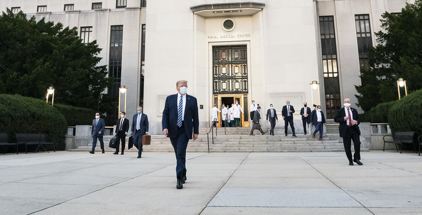 President Trump leaves Walter Reed medical centre on October 5, 2020. Image: The White House/Flickr