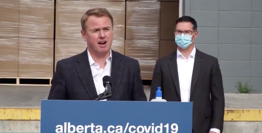 Alberta Health Minister Tyler Shandro gives a press conference on October 8, 2020. Image: Tyler Shandro/Screenshot of Twitter video