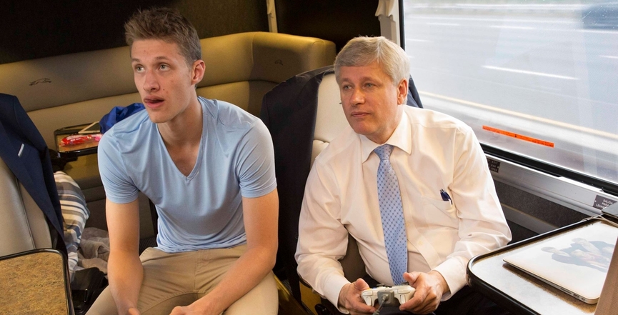 Stephen Harper with his son, Ben, back in 2015. Image: Stephen Harper/Facebook