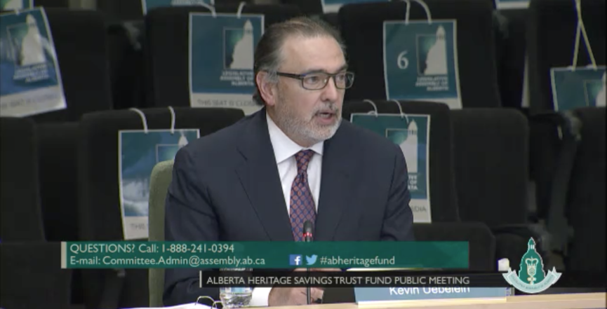 AIMCo CEO Kevin Uebelein. Image: Screenshot of Legislative Assembly of Alberta video