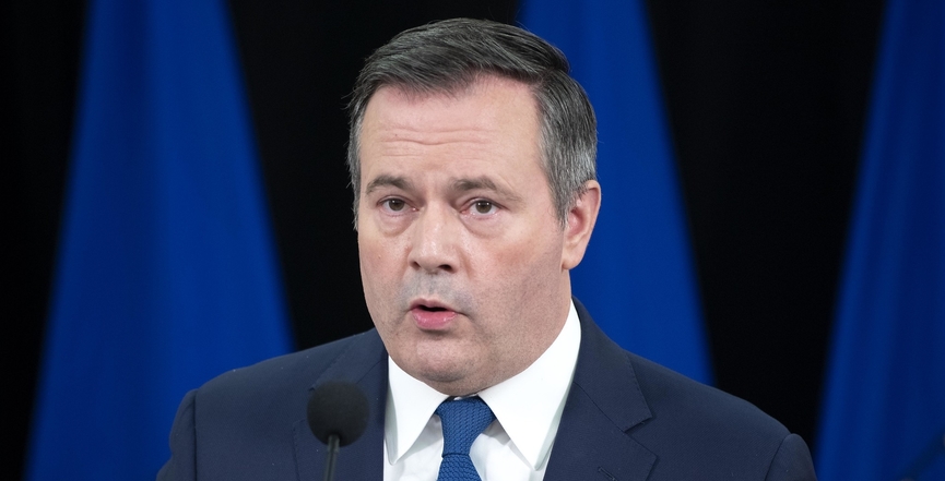 Premier Jason Kenney at a news briefing. Image: Alberta Newsroom/Flickr