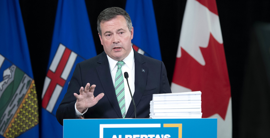 Premier Jason Kenney at a news briefing in July. Image: Alberta Newsroom/Flickr