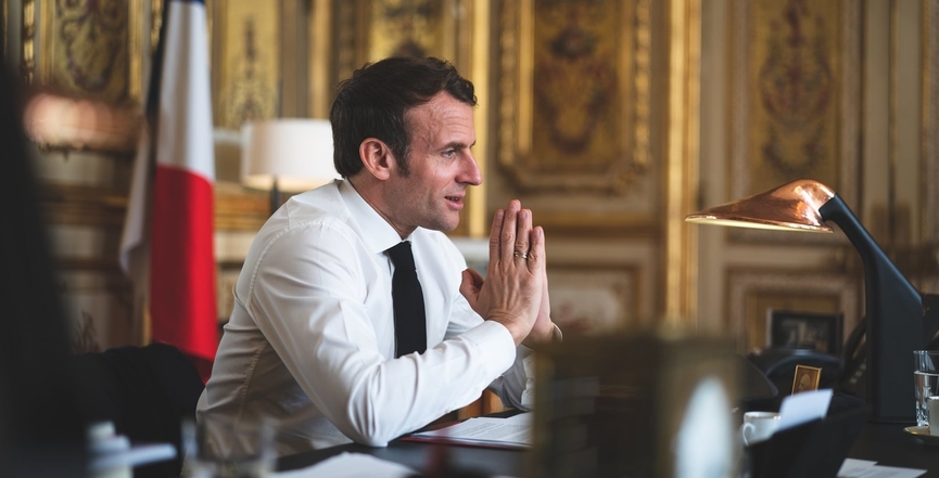 French President Emmanuel Macron in April 2020. Image: Emmanuel Macron/Facebook