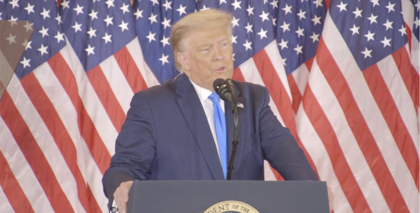 President Trump addresses supporters on election night. Image: Screenshot of Donald J. Trump video/Facebook