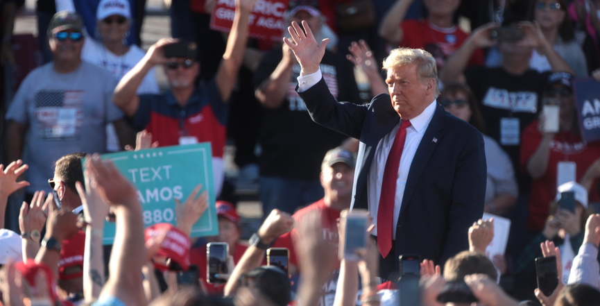 Trump at an October campaign rally at Phoenix Goodyear Airport in Goodyear, Arizona. Image: Gage Skidmore/Flickr