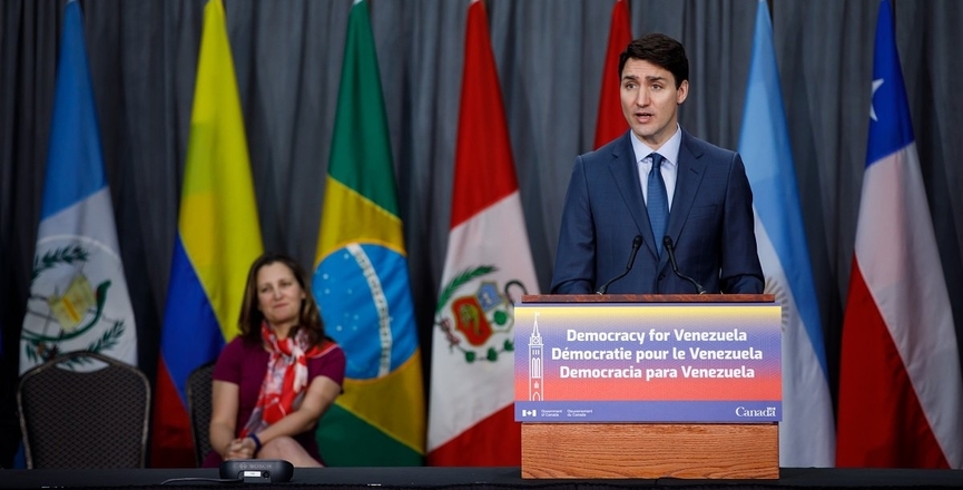 Justin Trudeau in 2019 with then-foreign affairs minister Chrystia Freeland. Image: CanadianPM/Twitter