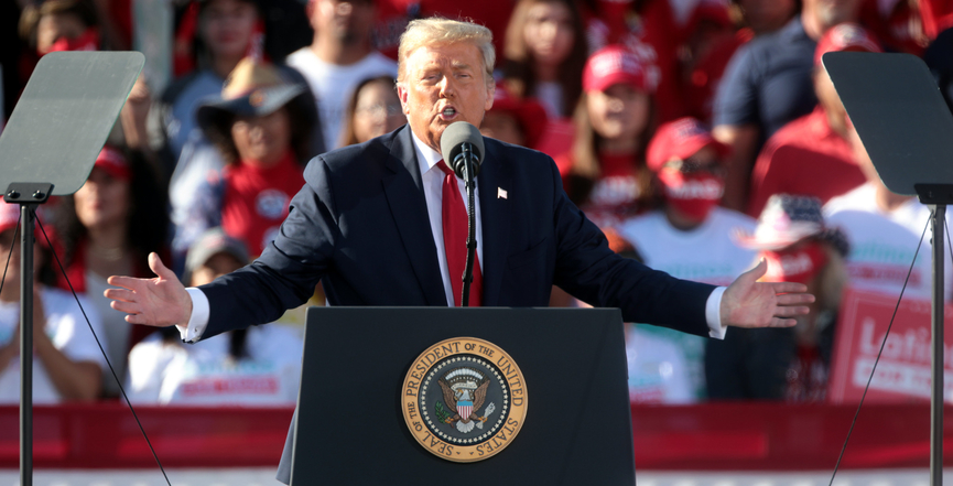 Trump at a rally in October. Image: Gage Skidmore/Flickr