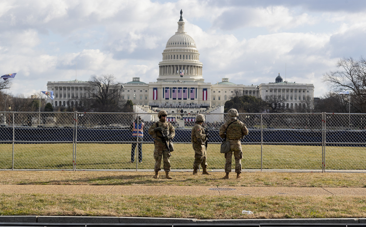 U.S. Army Soldiers with the National Guard stand outside the U.S. Capitol in Washington, D.C., Jan. 20, 2021.Image credit: The National Guard/Flickr
