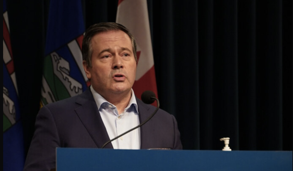 Alberta Premier Jason Kenney at Friday's COVID-19 daily briefing. Image: Video screenshot/Alberta government