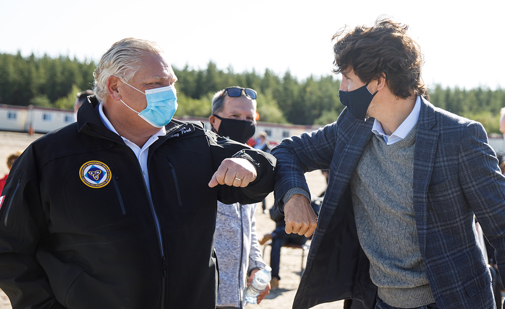 Prime Minister Trudeau participates in the Côté Gold Project groundbreaking ceremony with Premier of Ontario Doug Ford, September 2020. Image credit: Adam Scotti/PMO