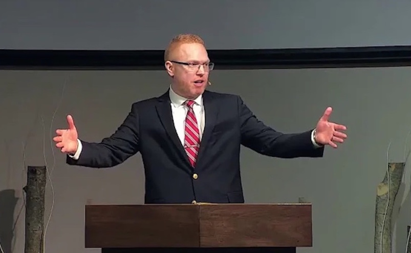 Pastor James Coates preaching to his congregation recently. Image: Screenshot of GraceLife Church video