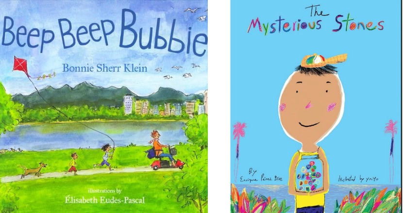 Image: "Beep Beep Bubbie" and "The Mysterious Stones" book covers