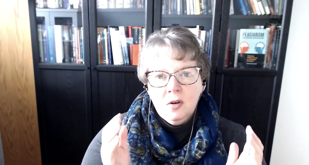 University of Calgary education professor Sarah Eaton, who studies academic accountability and ethics. Image: Screenshot of Youtube video