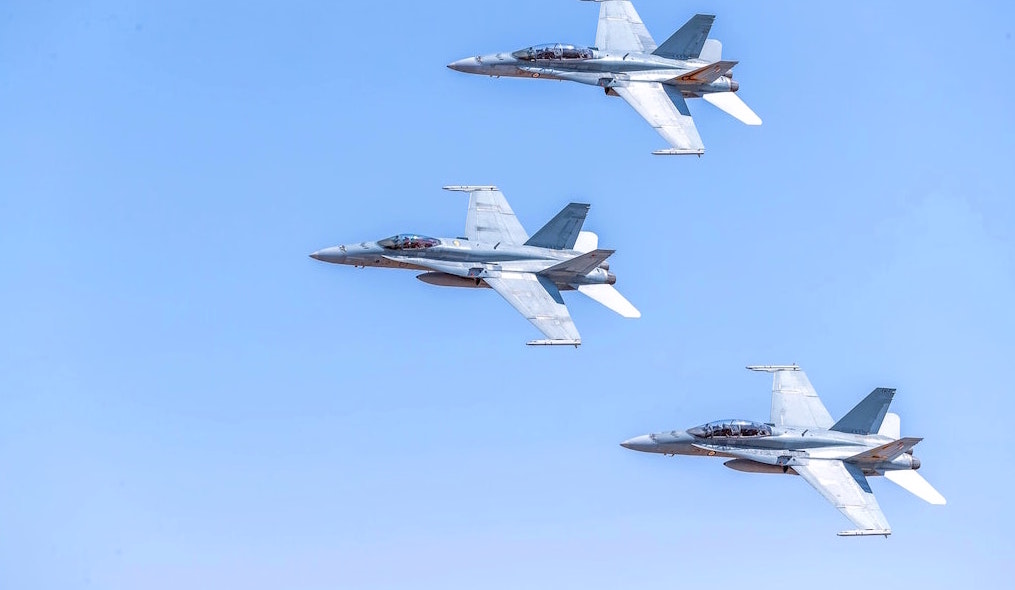 Three Australian fighter jets in a flight formation. Image credit: John Torcasio/Unsplash