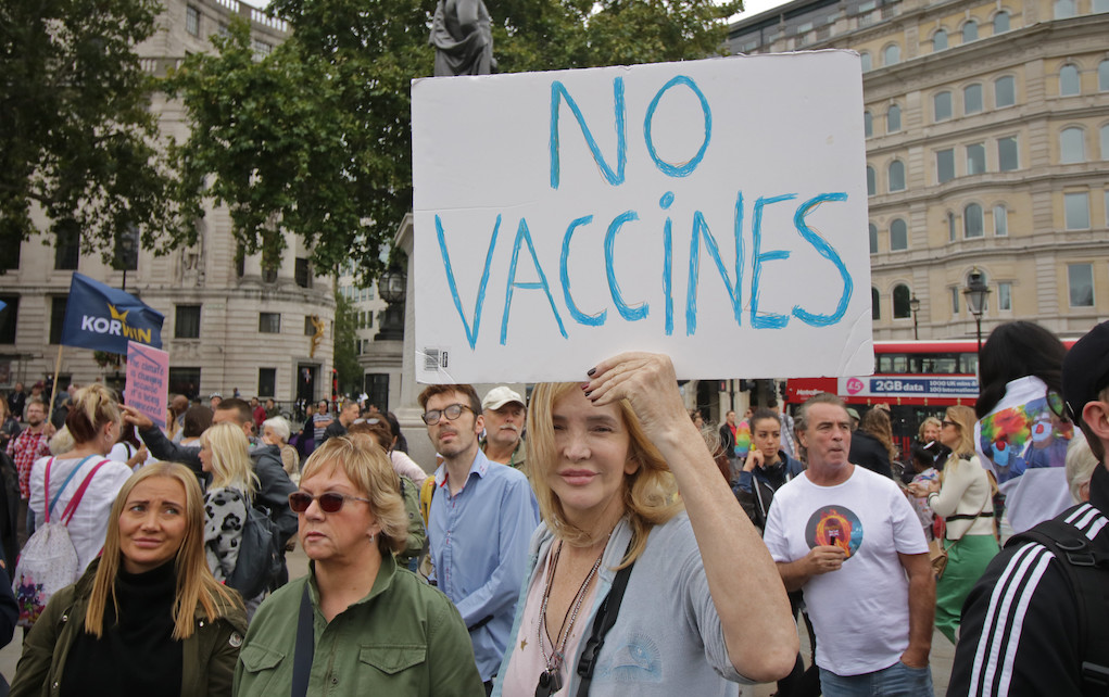 Anti-vaccine and anti-mask protest in U.K. Image credit: Steve Eason/Flickr
