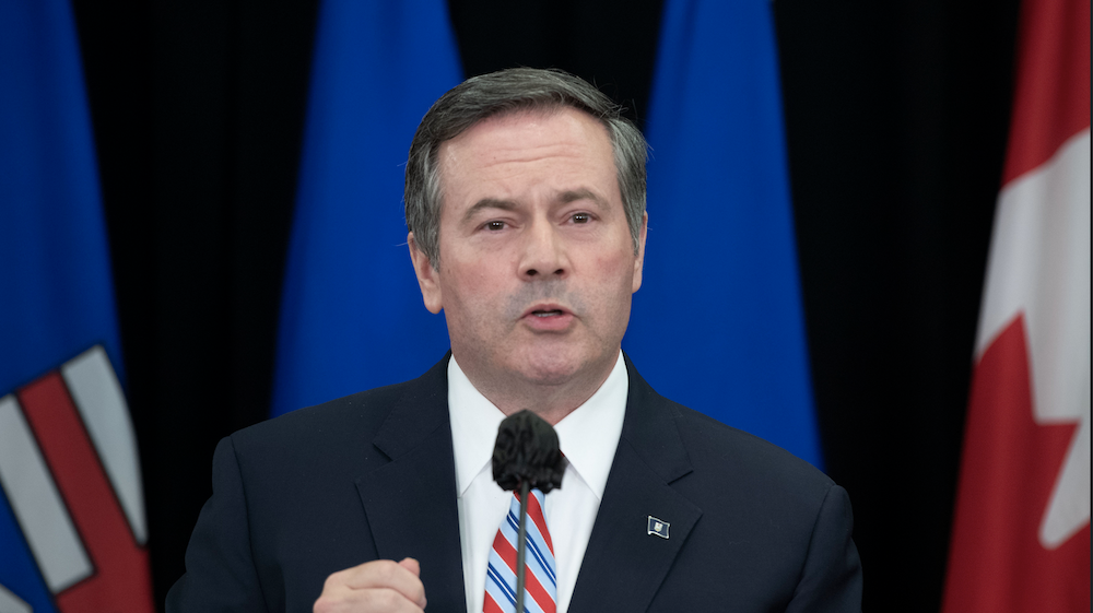 Alberta Premier Jason Kenney at yesterday's COVID-19 briefing. Image credit: Chris Schwarz/Government of Alberta via Alberta Newsroom/Flickr