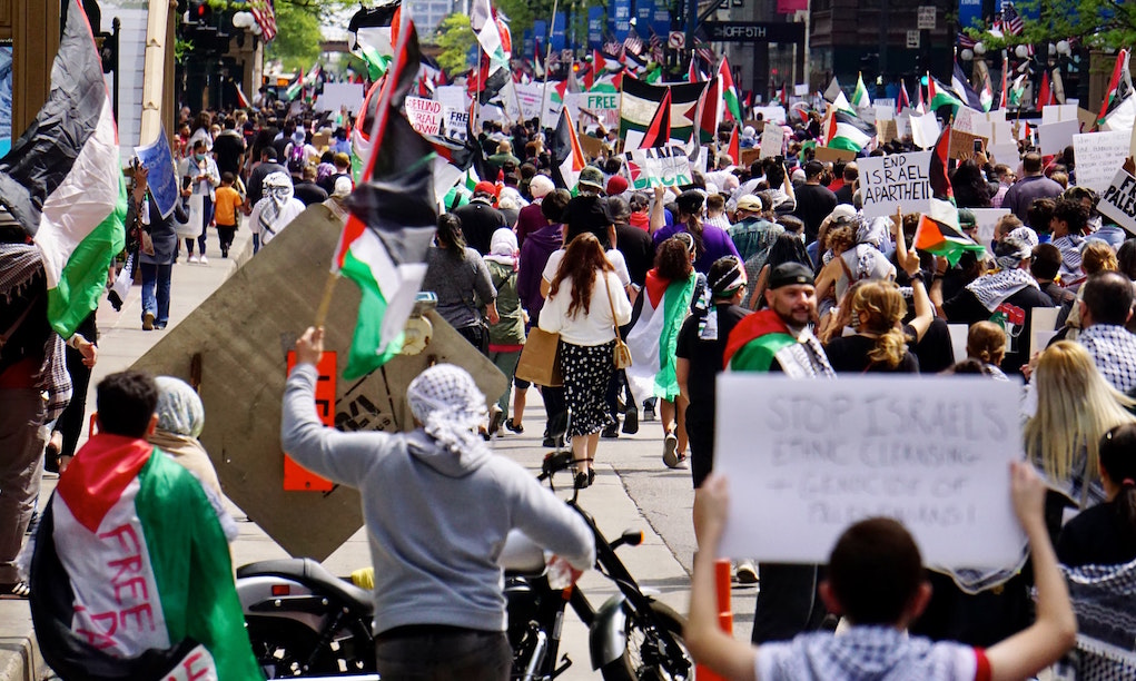 Pro-Palestine protest in Chicago, May 16, 2021. Image credit: Aveedibya Dey/Unsplash