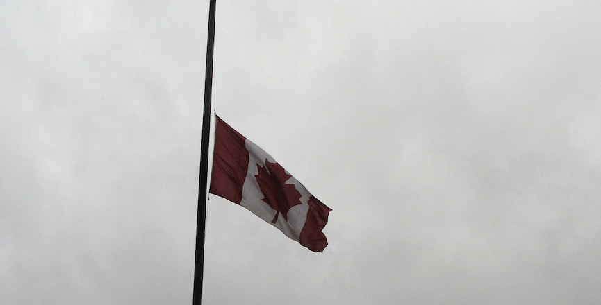 Canadian flag at half-mast. Image credit: Ruth Hartnup/Flickr