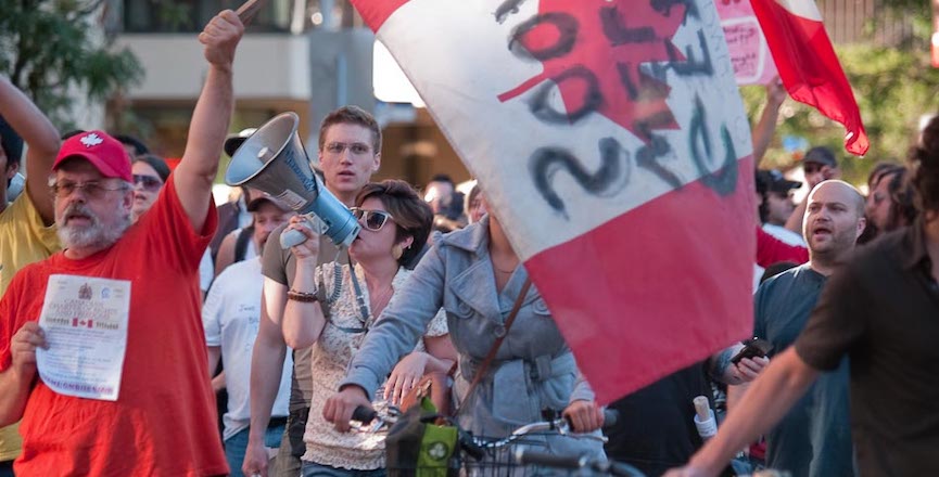 A Canada Day protest in 2010. Image: David Allan Barker/Flickr.