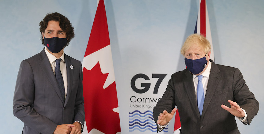 Justin Trudeau and Boris Johnson. Image credit: Andrew Parsons/No 10 Downing Street/Flickr