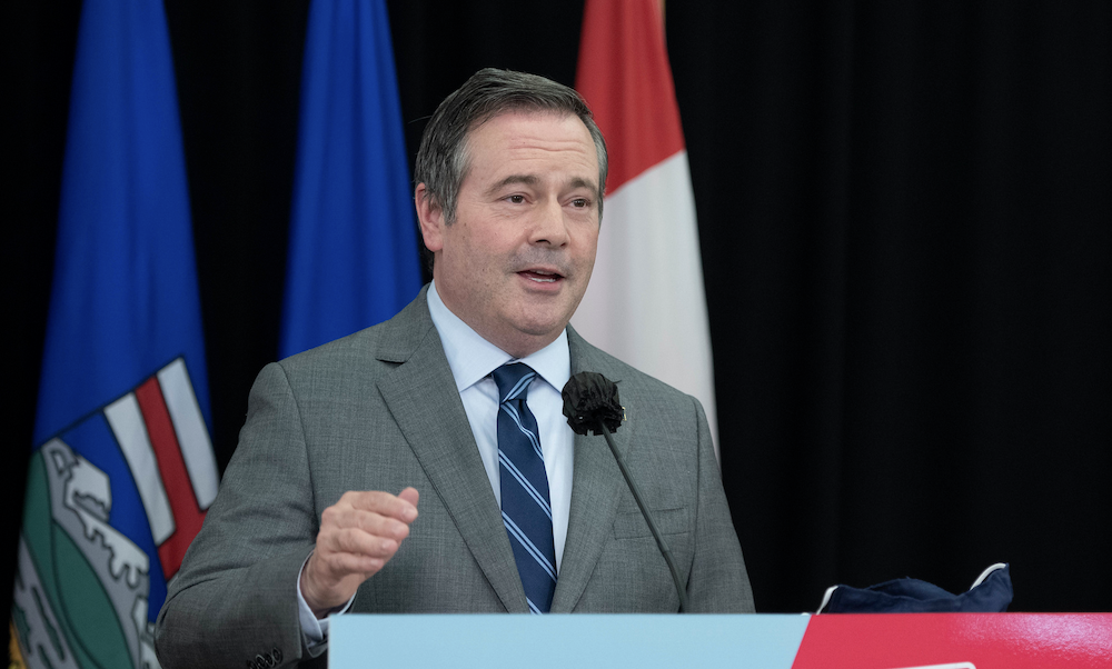 Alberta Premier Jason Kenney at yesterday's COVID-19 briefing. Image credit: Chris Schwarz/Government of Alberta/Flickr