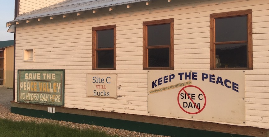 Some anti-Site C signage on the Boon family's farm. Image: Ken Boon/Used with permission