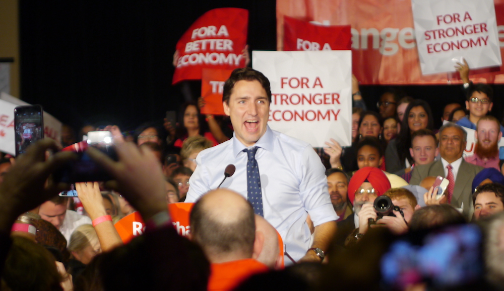 Justin Trudeau, all smiles, campaigning in Edmonton in October 2015. Image: David J. Climenhaga/Used with permission.