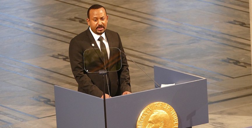 Ethiopian Prime Minister Abiy Ahmed receiving the Nobel Peace Prize in 2019. Image: Wikimedia Commons