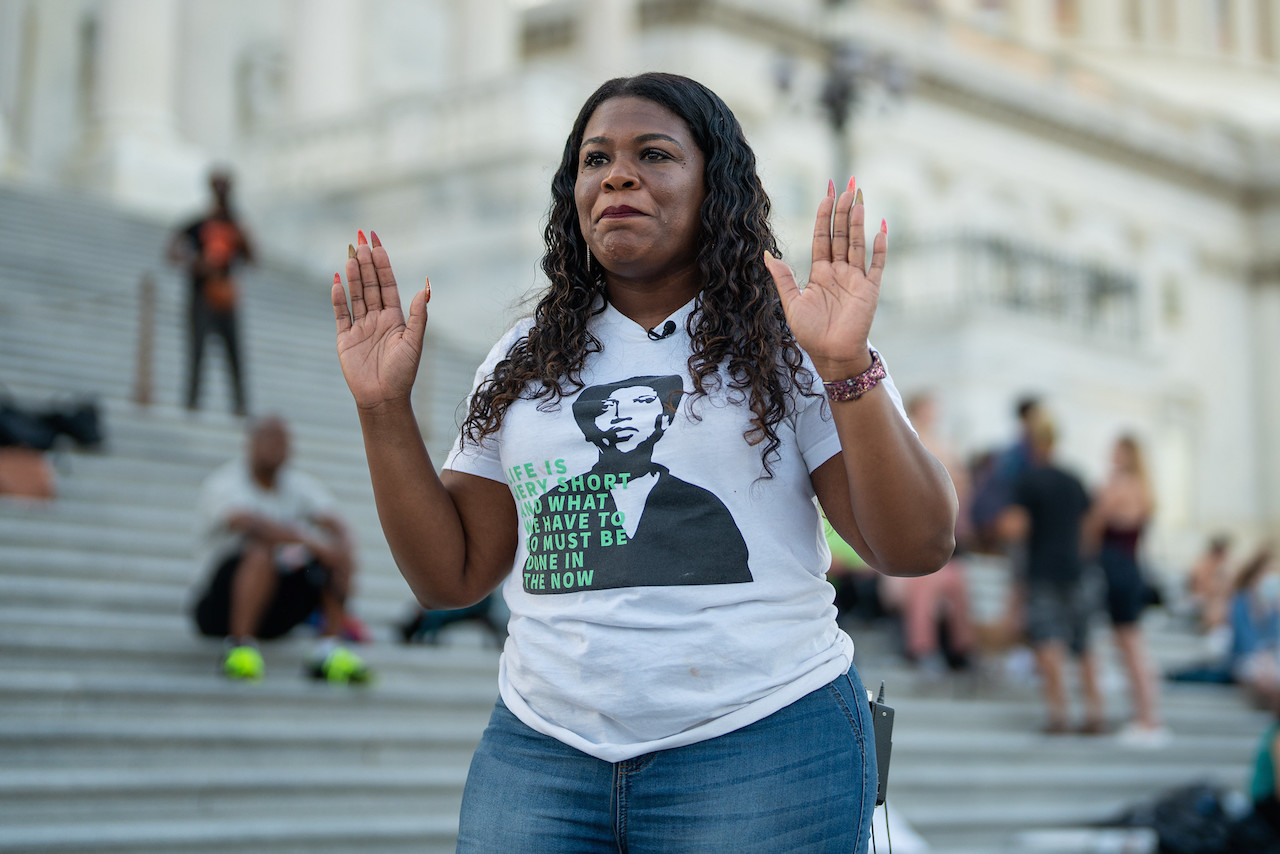 Congresswoman Cori Bush on the steps of the U.S. Capitol. Image credit: Miki Jourdan/Flickr