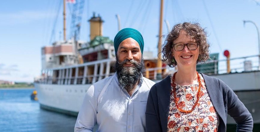 Lisa Roberts and NDP Leader Jagmeet Singh in Halifax. Image: Lisa Roberts/Facebook