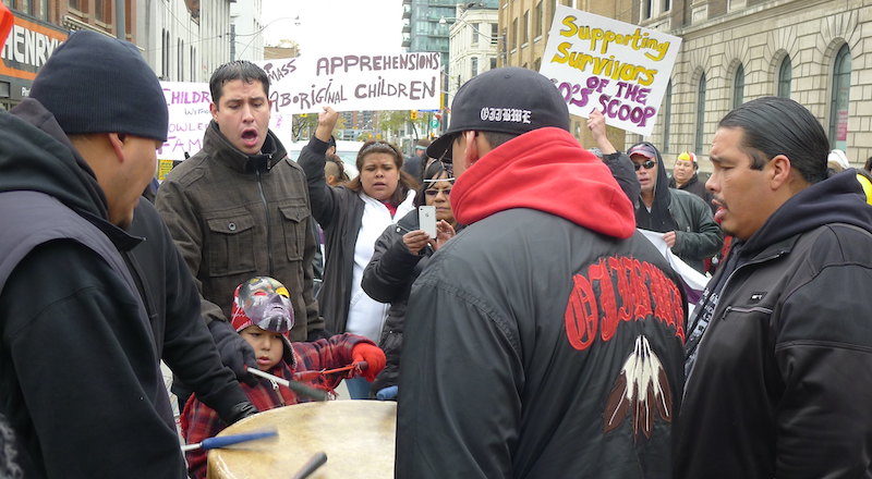 Sixties Scoop rally and march at Allen Gardens, Toronto, Fall of 2011. Image: Crystal Luxmore/Flickr