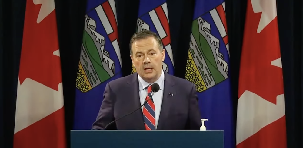 Alberta Premier Jason Kenney at Friday's news conference (Photo: Screenshot of Alberta Government video).