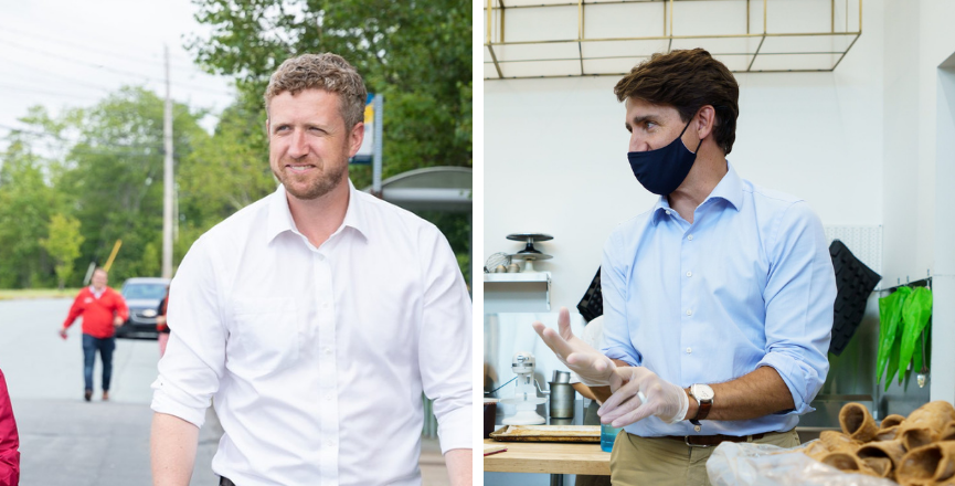 Former Nova Scotia premier Iain Rankin next to Justin Trudeau. Images: Iain Rankin/Justin Trudeau/Twitter