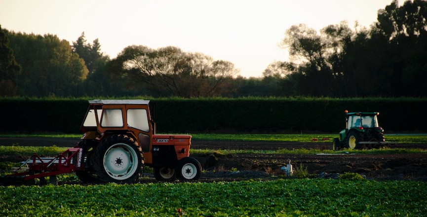 A tractor harvesting a crop in early morning. Image: Naseem Buras/Unsplash