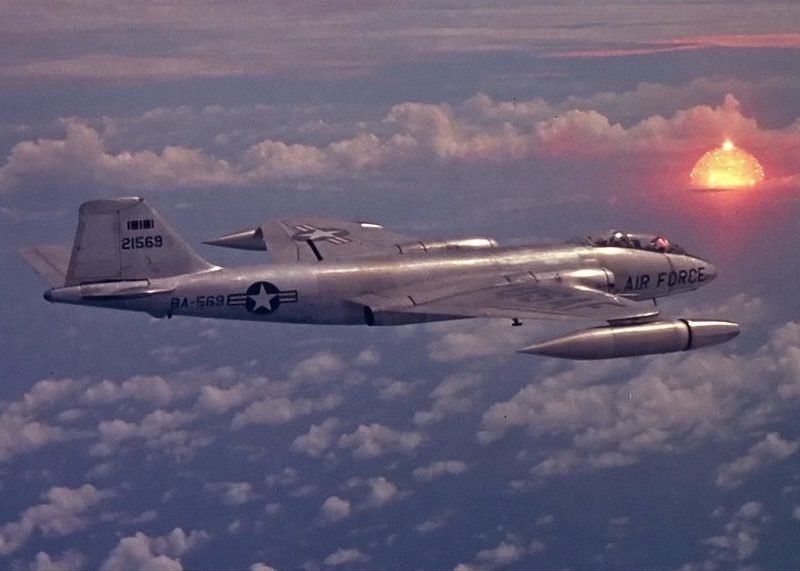 An aerial view of a nuclear weapons test in the United States in the late 1950s known as Operation Hardtrack I. (Image: Creative Commons).