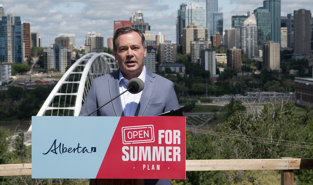 Alberta Premier Jason Kenney in a recent, more optimistic, moment (Image: Chris Schwarz/ Government of Alberta).