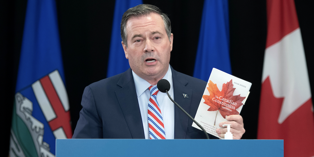 Alberta Premier Jason Kenney at yesterday's news conference (Photo: Chris Schwarz, Government of Alberta)