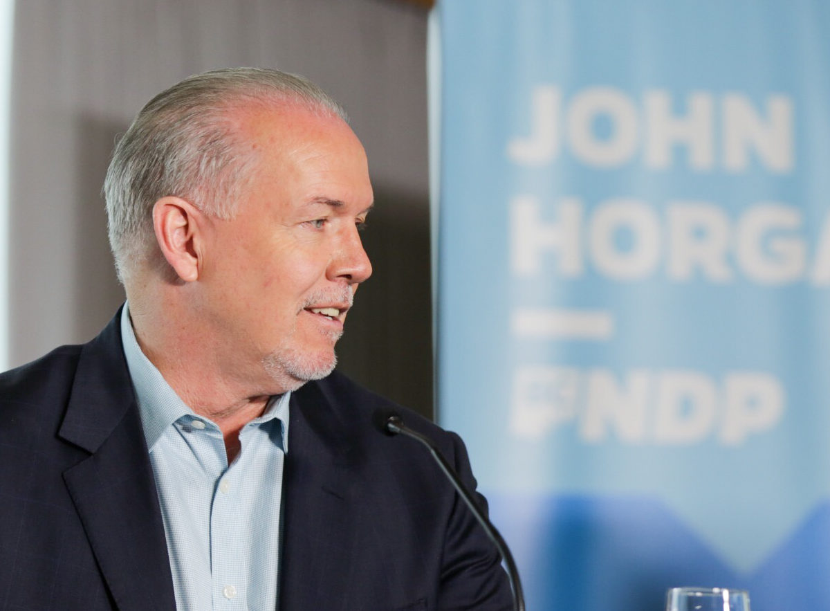 B.C. Premier John Horgan announcing "real climate action" in 2017.