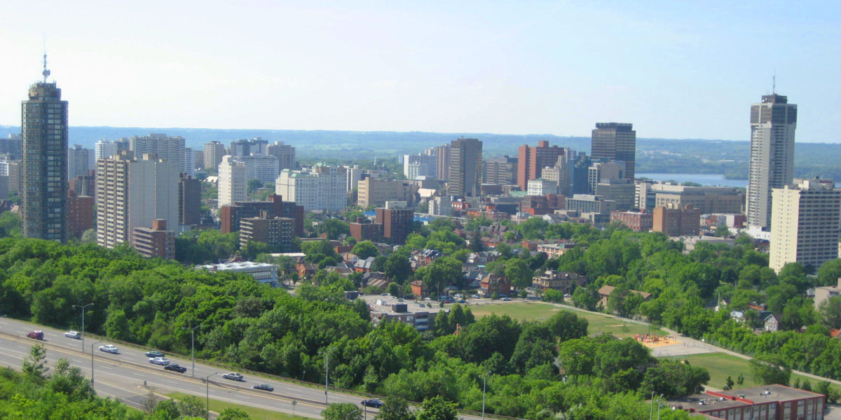 Hamilton, Ontario skyline during the day.