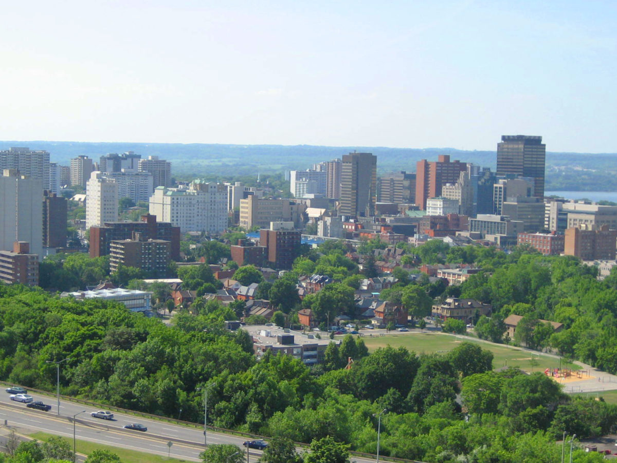 Hamilton, Ontario skyline during the day.