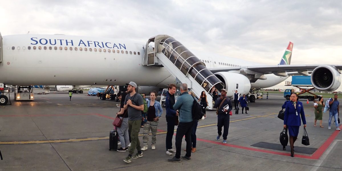 A South African Airways plane on the tarmac at O.R. Tambo International Airport in Johannesburg.