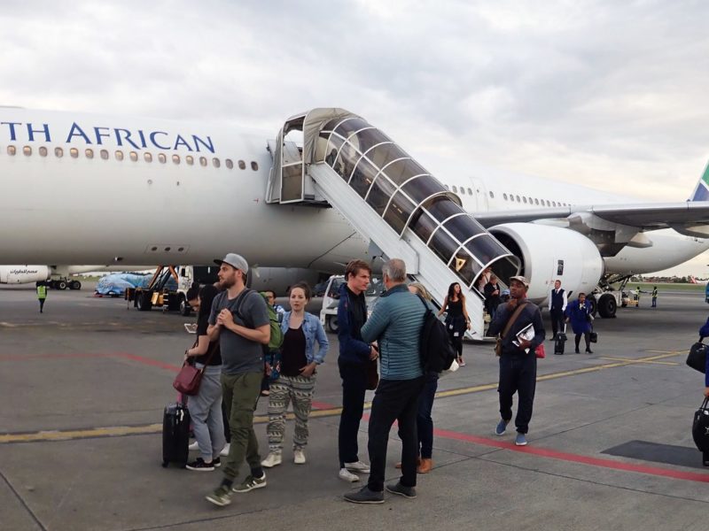 A South African Airways plane on the tarmac at O.R. Tambo International Airport in Johannesburg.