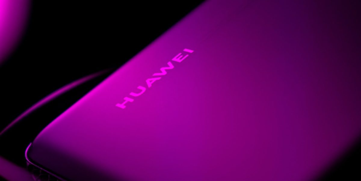 Huawei text on purple background.