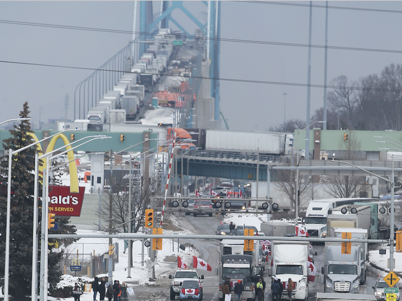 Blockade at Ambassador Bridge