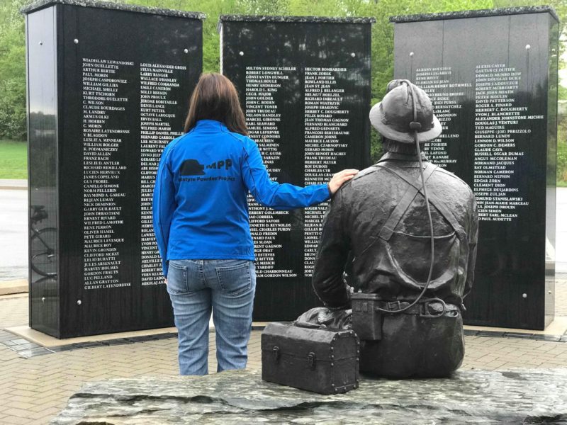 Photo of Janice Martell at Miners Memorial in Elliot Lake, Ontario. Martell's father died of Parkinson's disease after inhaling aluminium dust as a supposed 'treatment.' Photo by Jessica Rogers.